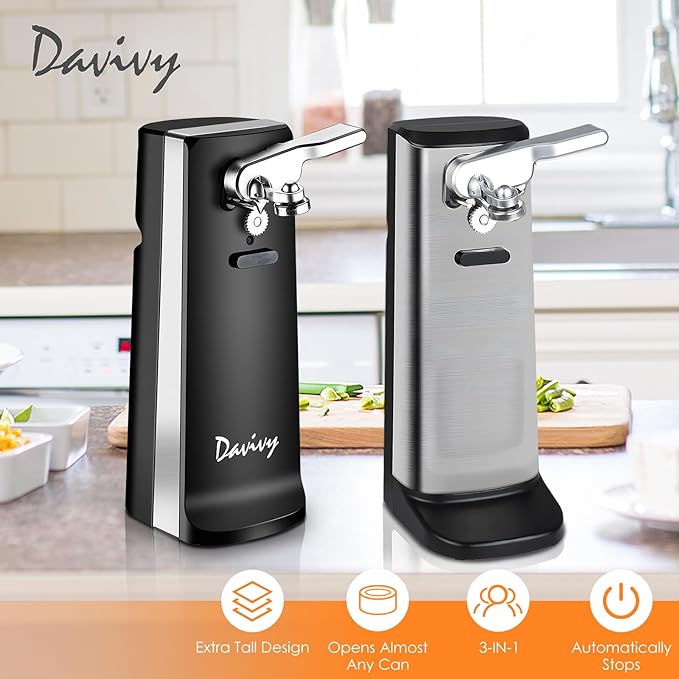Davivy Electric Can Opener, One Touch Lid Opener, Removable Stainless Steel - Image 6