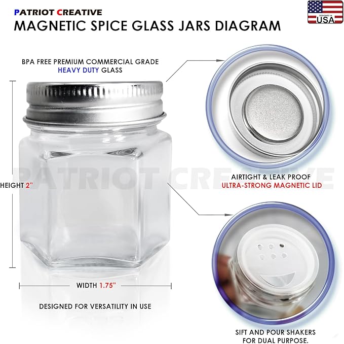 PATRIOT Set of 25 Hexagon Glass Spice Jars - Image 4