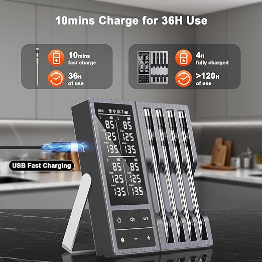 Wireless Meat Thermometer with Smart Timer & APP Alerts, 800ft Bluetooth Grill - Image 4