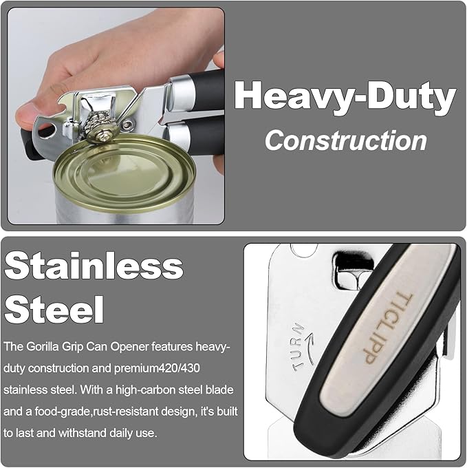 Stainless Steel Manual Rotary Opener, Heavy Duty Ergonomic Arthritis Friendly - Image 3