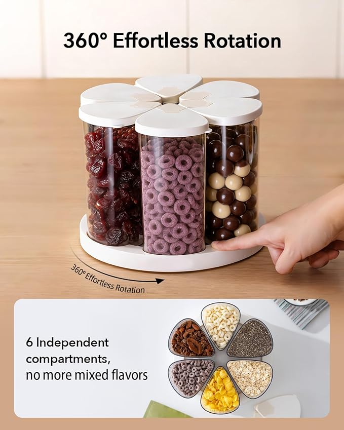 Ankou Rotating Food Storage Containers Set of 6, 23oz Clear PET Jars - Image 3