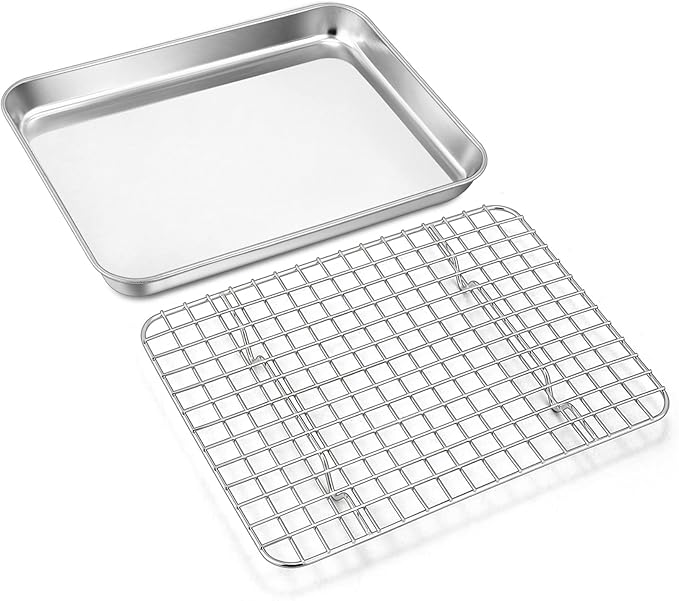9 Inch Baking Sheet Pan with Cooling Rack Set, Joyfair Stainless Steel Toaster by Joyfair