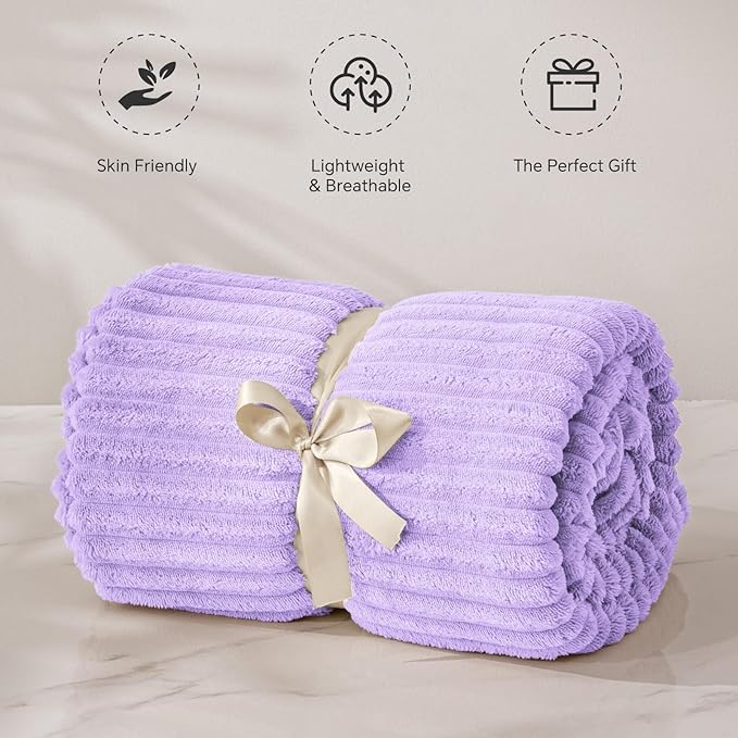 BEDELITE Fleece Throw Blanket for Couch – 3D Ribbed Jacquard Soft and Warm - Image 4