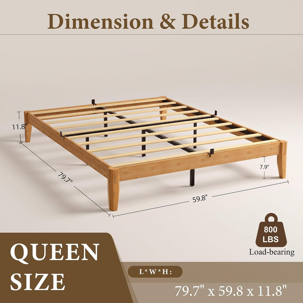 Yechen Bamboo Japanese Joinery Bed Frame, Queen Size Platform Bed Frame