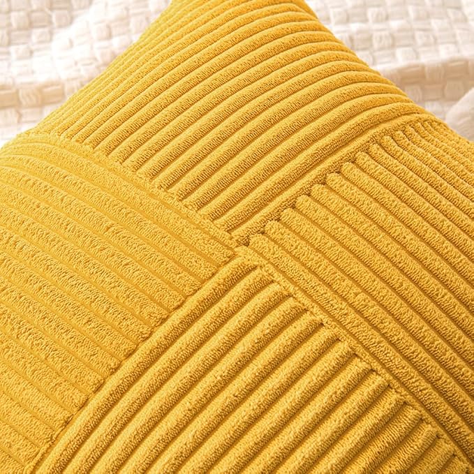 MIULEE Mustard Yellow Decorative Throw Pillow Covers 16x16 Inch - Image 2