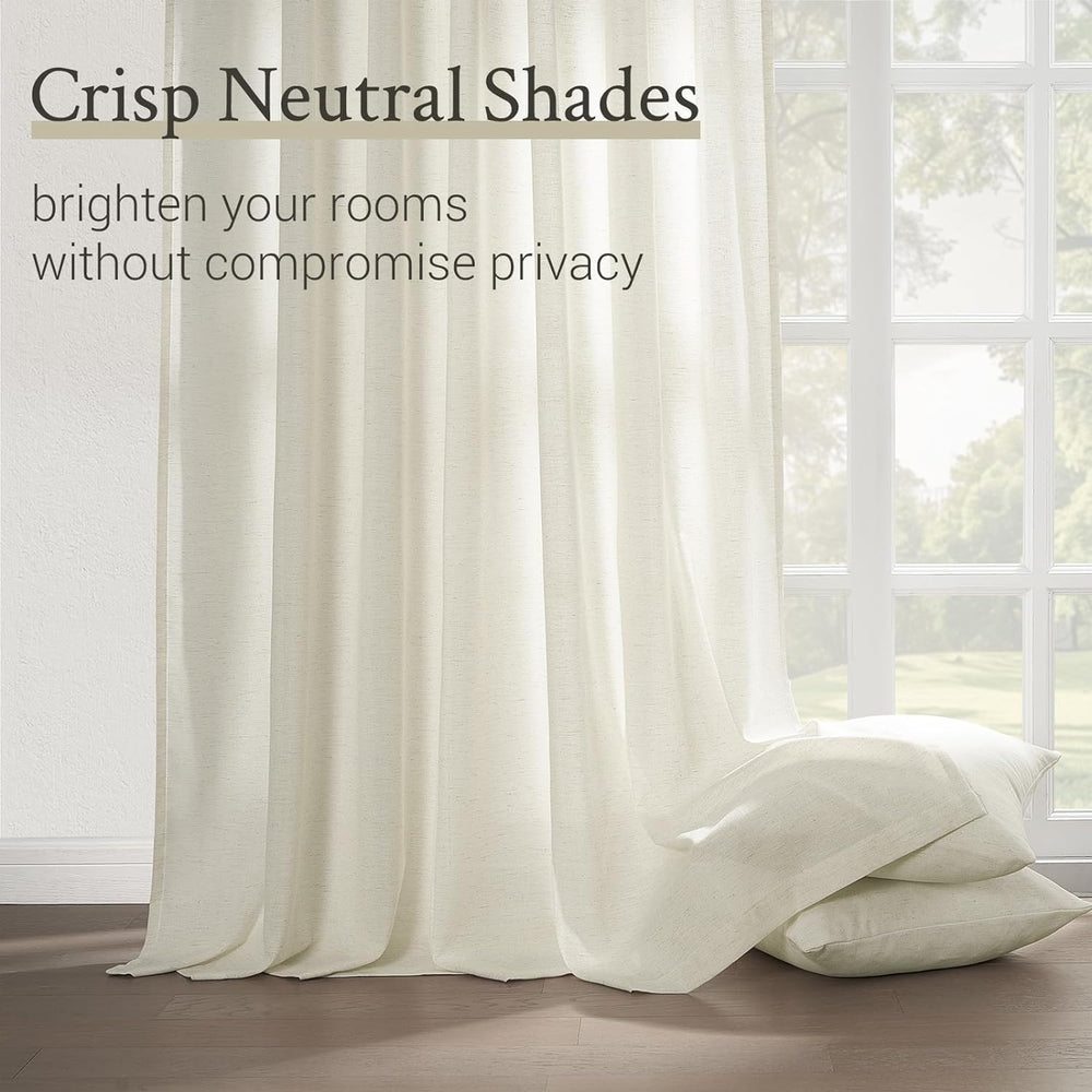 Topfinel Natural Pinch Pleated Linen Curtains 84 Inch Length 2 Panels for Bed...