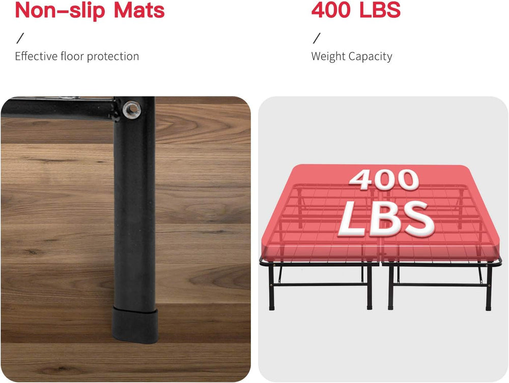 FDW | Foldable Full Size Bed Frame | Metal | Heavy Duty Steel Slats