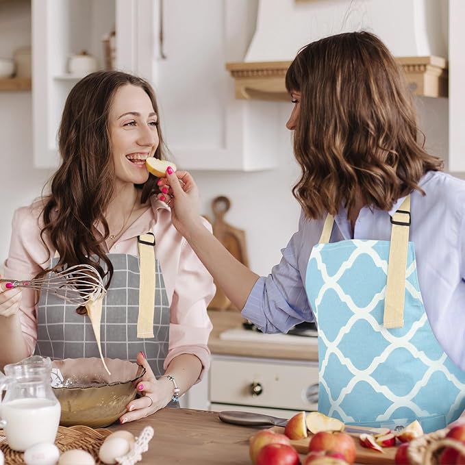 2 Pieces Aprons for Women with Pockets, Cotton Linen Waterproof Kitchen Cooking - Image 5