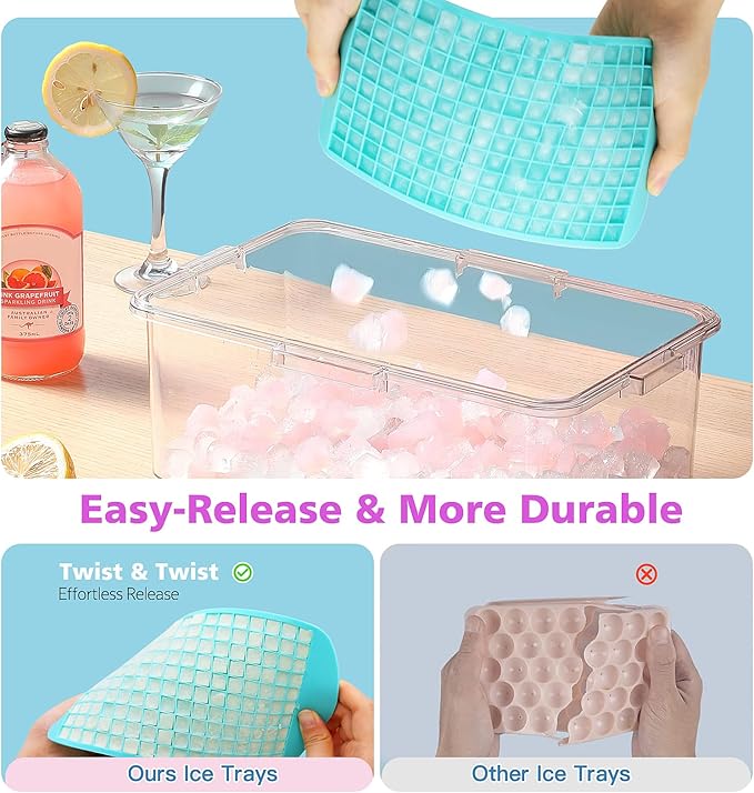 Silicone Ice Cube Tray, 160 Mini Crushed Ice Cube Molds Easy Release Small Ice - Image 4