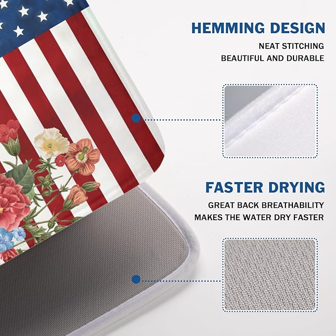4th of July Dish Drying Mat 24x18 Inch, Patriotic Drying Mat - Image 4