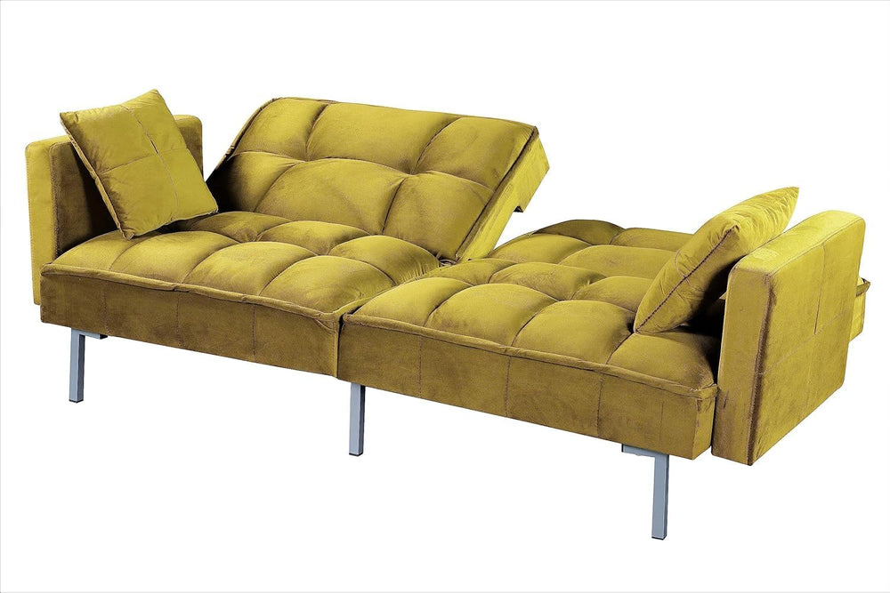 Container Furniture Direct Regal 75.6" Velvet Convertible Sofa Bed - Mid...