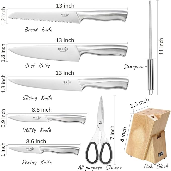 Knife Set, 8 Piece German Stainless Steel Hollow Handle Manual Knife Sharpener - Image 2