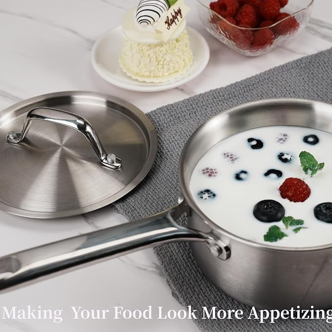 3 QT Saucepan with Lid, 3-Ply Stainless Steel Saucepan, Induction Compatible - Image 2