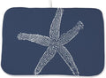 Coastal Beach Dish Drying Mat 18 x 24 inch, Summer Navy Blue Starfish by AEIOAE