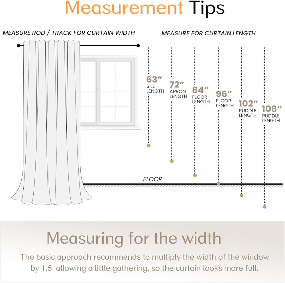 Rod Pocket Solid Sheer Curtains, White, 100" W x 84" L