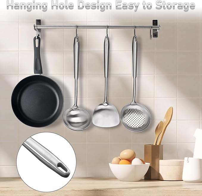 FJNATINH 4-Pieces 304 Stainless Steel Wok Spatula Set, Cooking Utensil Set - Image 5
