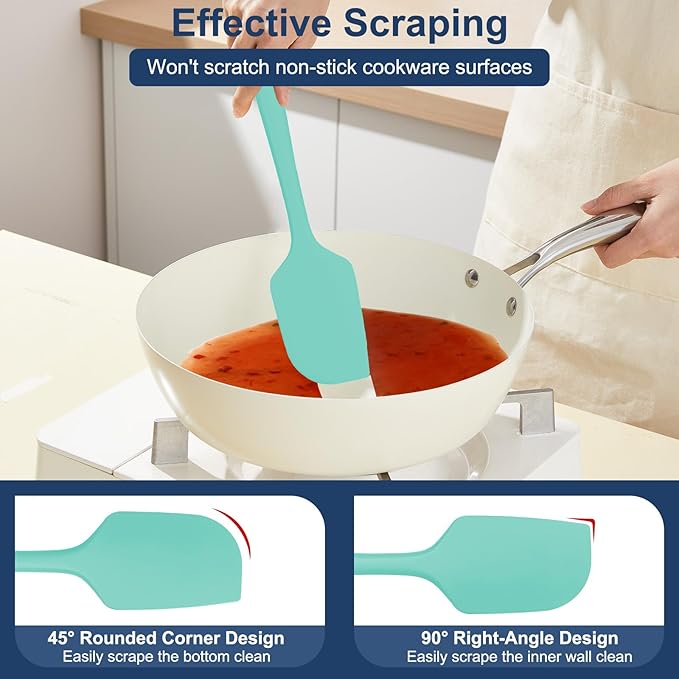 4 Pcs Silicone Spatula Set, 11.4 In, 600°F Heat Resistant Rubber Spatulas - Image 4