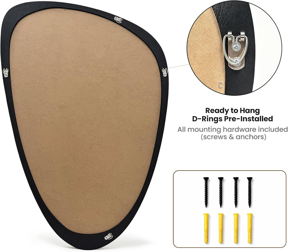 Solid Wood Asymmetrical Irregular Framed Wall Mirror, 20"x30"