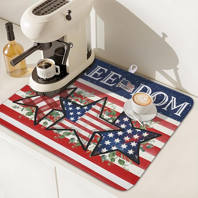 4th of July Dish Drying Mat 18x16 Inch, Patriotic Drying Mat - Image 7