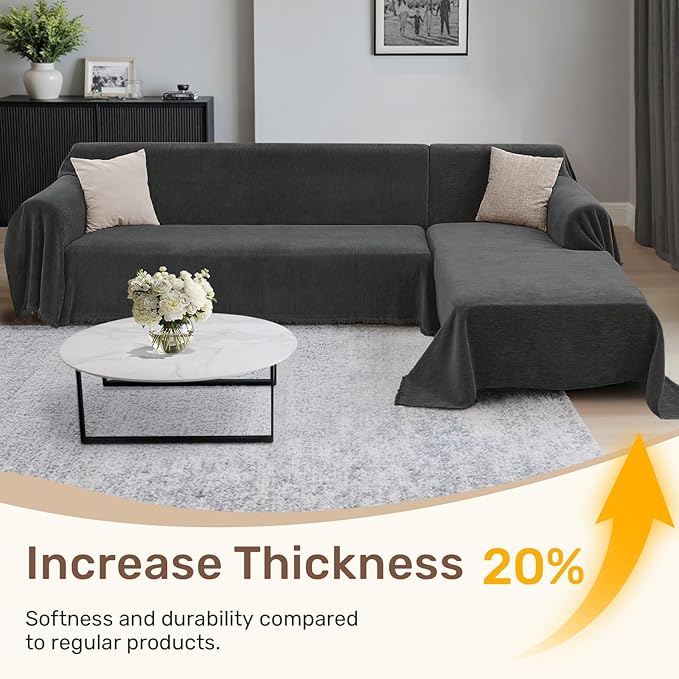 Sectional Couch Covers, 2 Pieces Washable L Shaped Couch Covers Sofa Blanket - Image 3