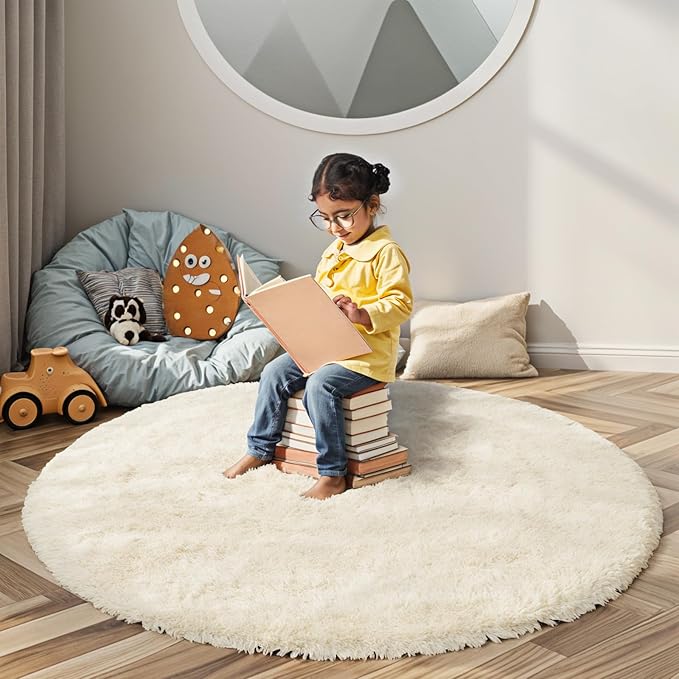 Super Soft Circle Rugs for Girls Princess Castle Toddlers Play Tent 6 Diameter by Junhejiamei