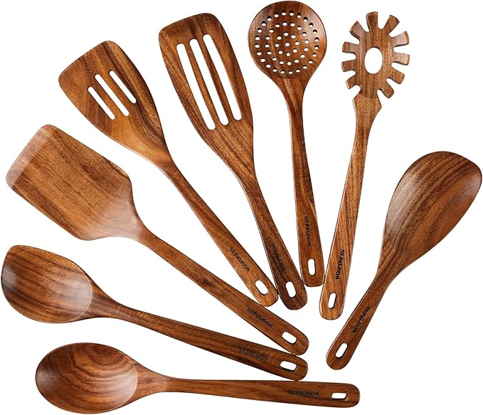 Wooden Spoons for Cooking, Wooden Utensils for Cooking by WoodenKitchenUtensilsSet