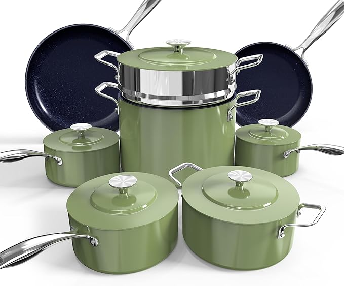 Nuwave Lux 13pc Forged Lightweight Cookware Set PFAS Free, Healthy G10 Duralon by NuWave