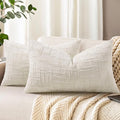 decorUhome Summer Cream White Chenille Throw Pillow Covers 12x20 Set of 2 by decorUhome