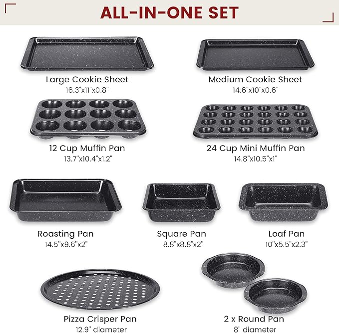 Terlulu 10-Piece Baking Pans Set, Bakeware Sets Nonstick, Baking Set