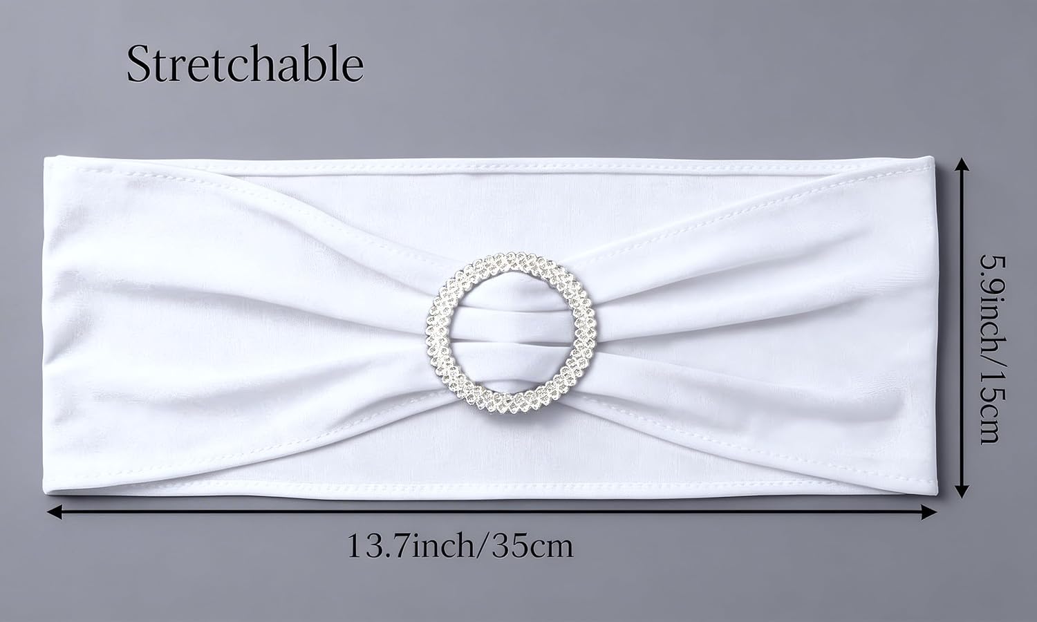 Pack of 50 Spandex White Chair Sashes for Wedding Stretch Chair Bows Bands for Party Birthday Ceremony Bridal Shower Engagement Christmas Events Decorations (White)
