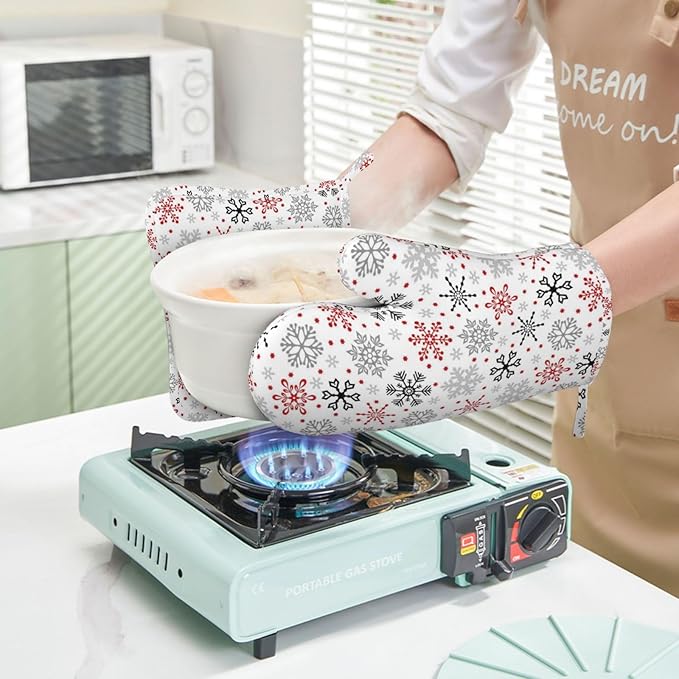 Christmas Winter Snowflake Oven Mitts and Pot Holders Set - Image 6
