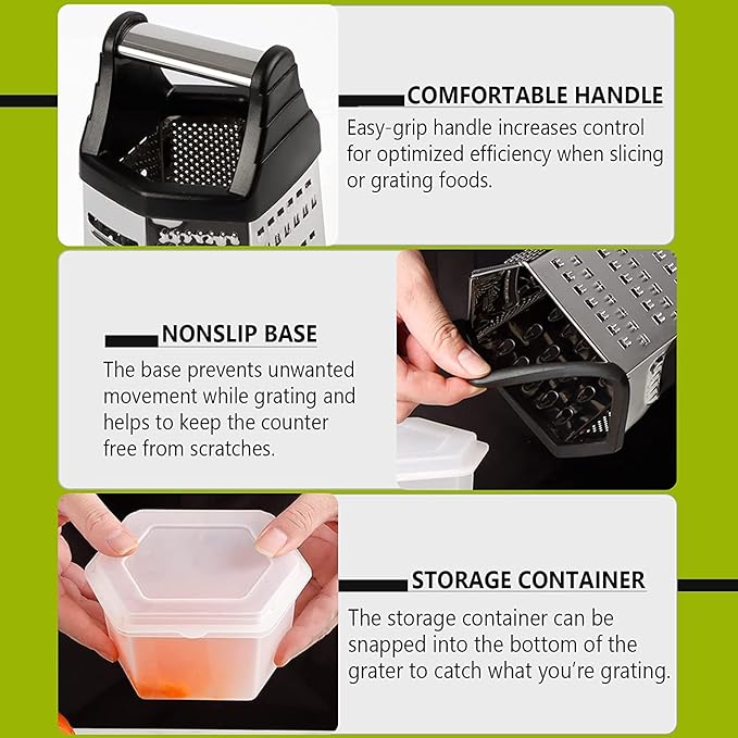 Box Grater, Cheese Grater Shredder Stainless Steel - Image 7
