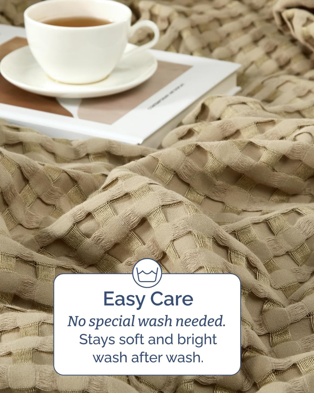 Cooling Waffle Blanket for Hot Sleepers - King Size, 108x90, Taupe