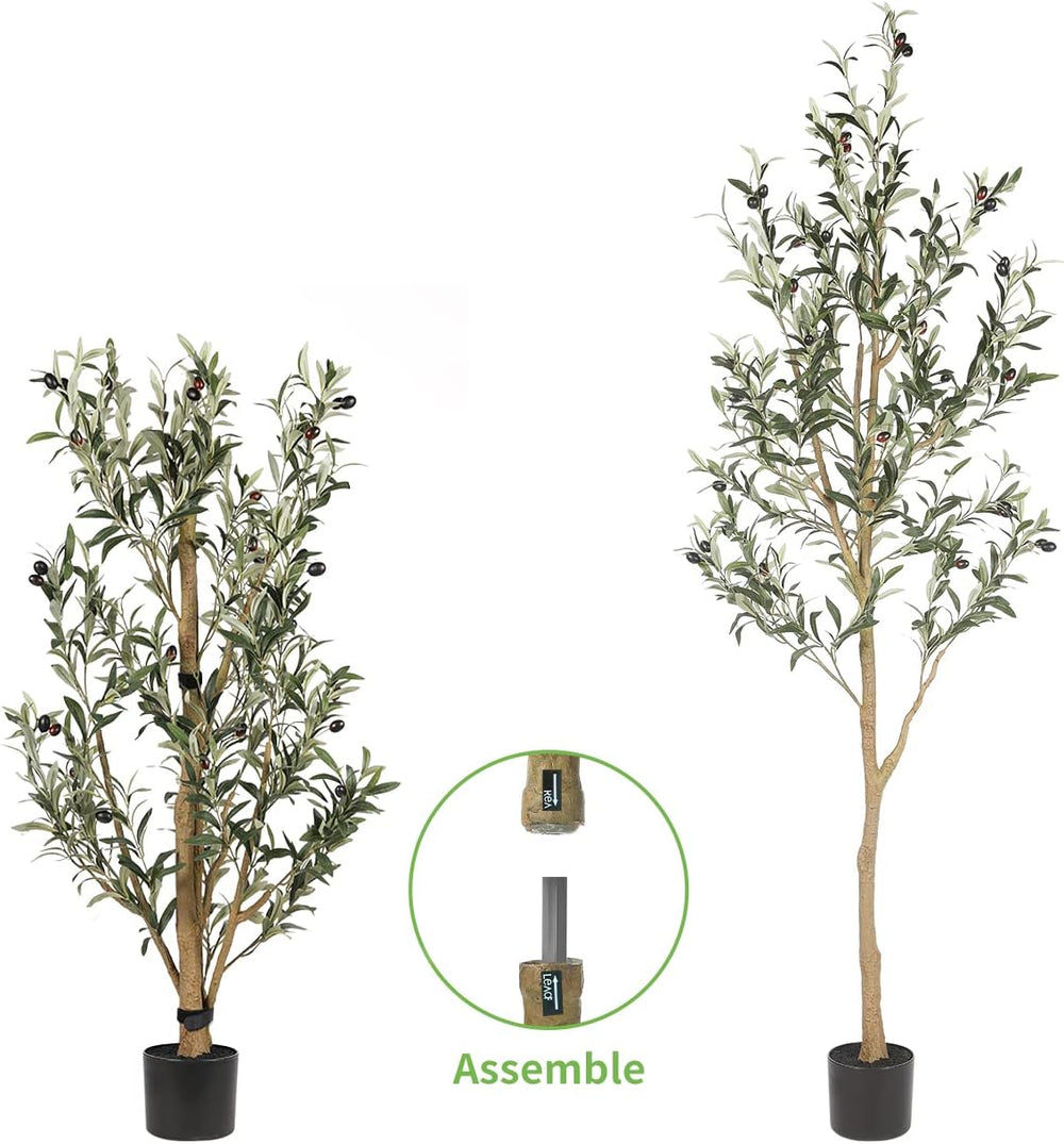 Realead 6ft Artificial Olive Tree, Tall Faux Olive Tree Plants, Fake Potted O...