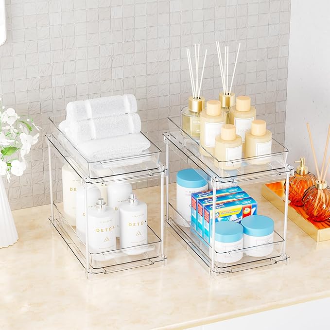 Yieach 4 Pack Under Sink Organizers and Storage, Two Tier Pull Out Cabinet - Image 8