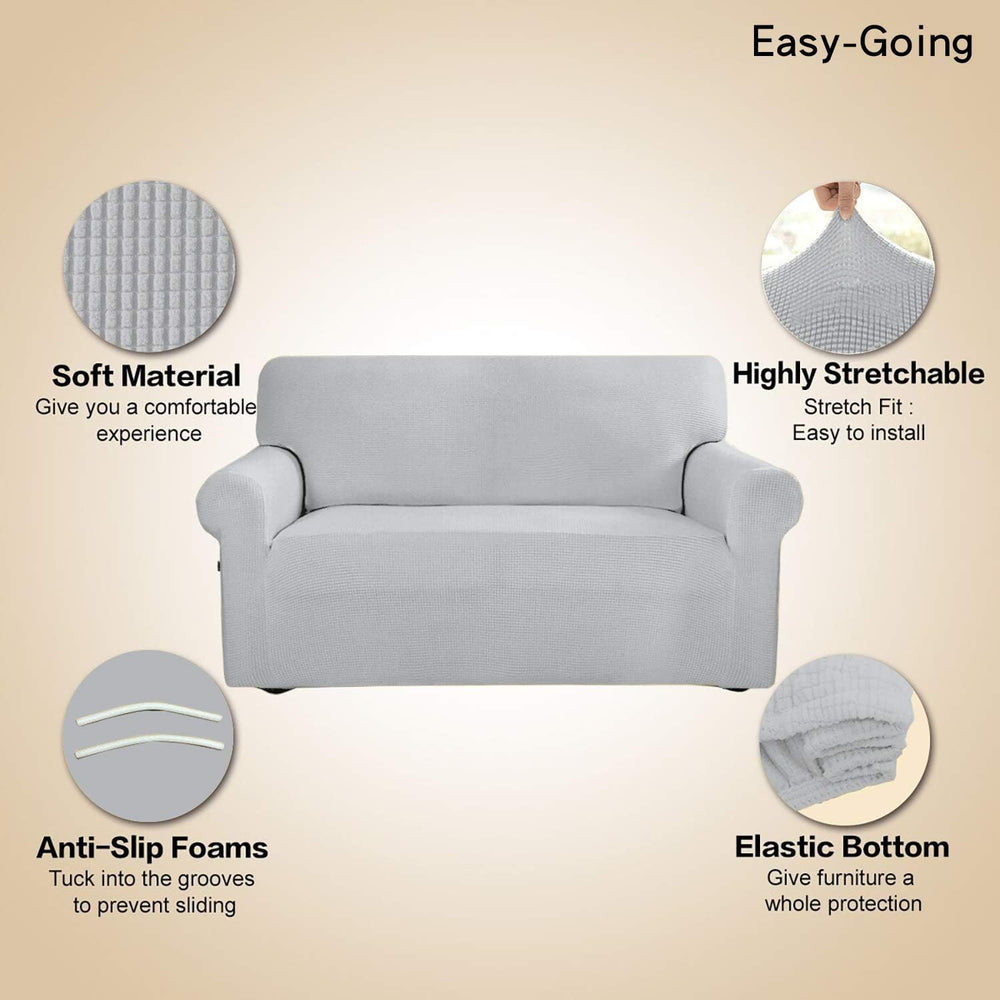 Easy-Going Stretch Couch Covers for Sofa Washable Large Silver Gray
