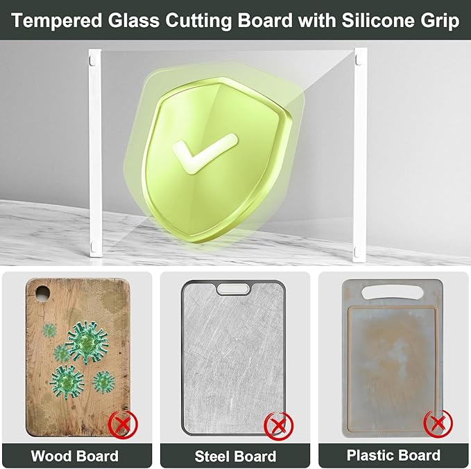 2Pcs Glass Cutting Boards for Kitchen, No Scratches/Microplastic-Free/Non Toxic - Image 7
