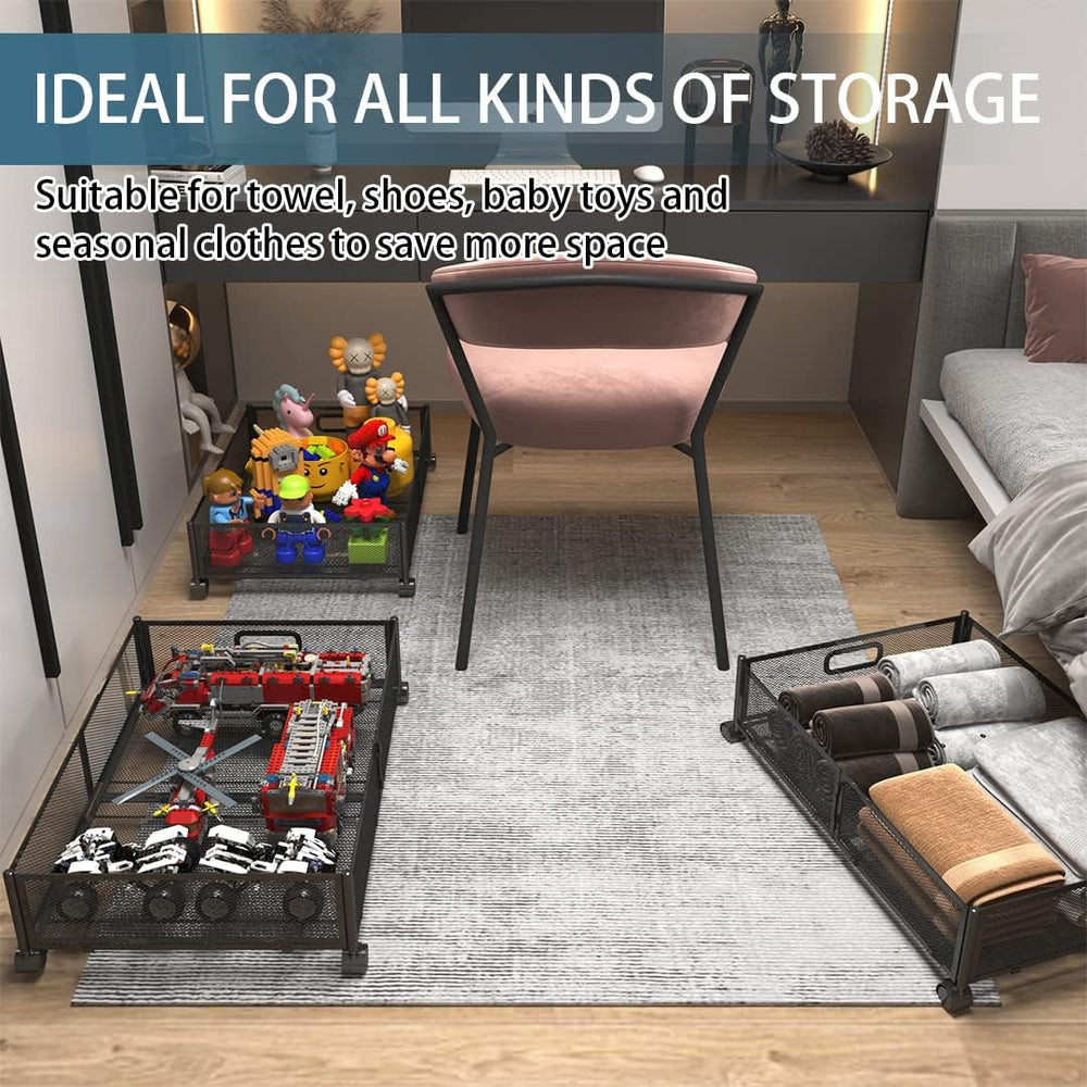 Under Bed Storage Containers, Shoe Storage With Wheels, Foldable Bedroom Stor...