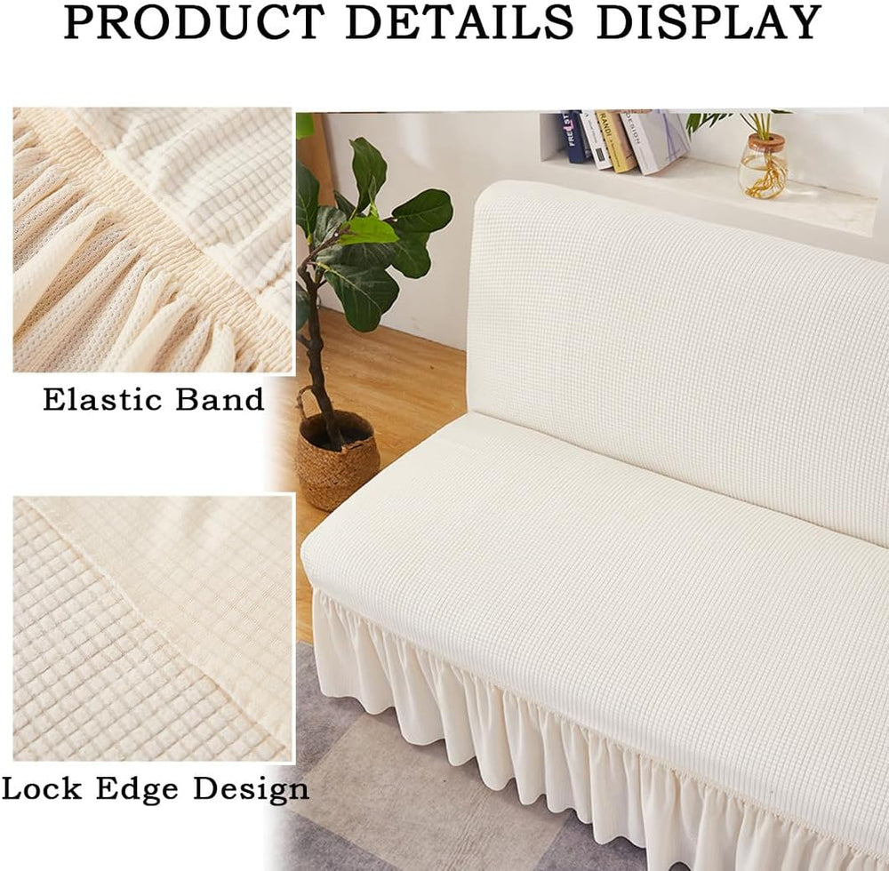 Futon Cover Slipcover Removable Armless Sofa Bed Slipcovers Full Size with Sk...