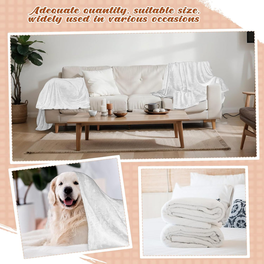 SmoothNovelty 18 Pcs Throw Blanket Bulk Gift for Wedding Guest,Cream White