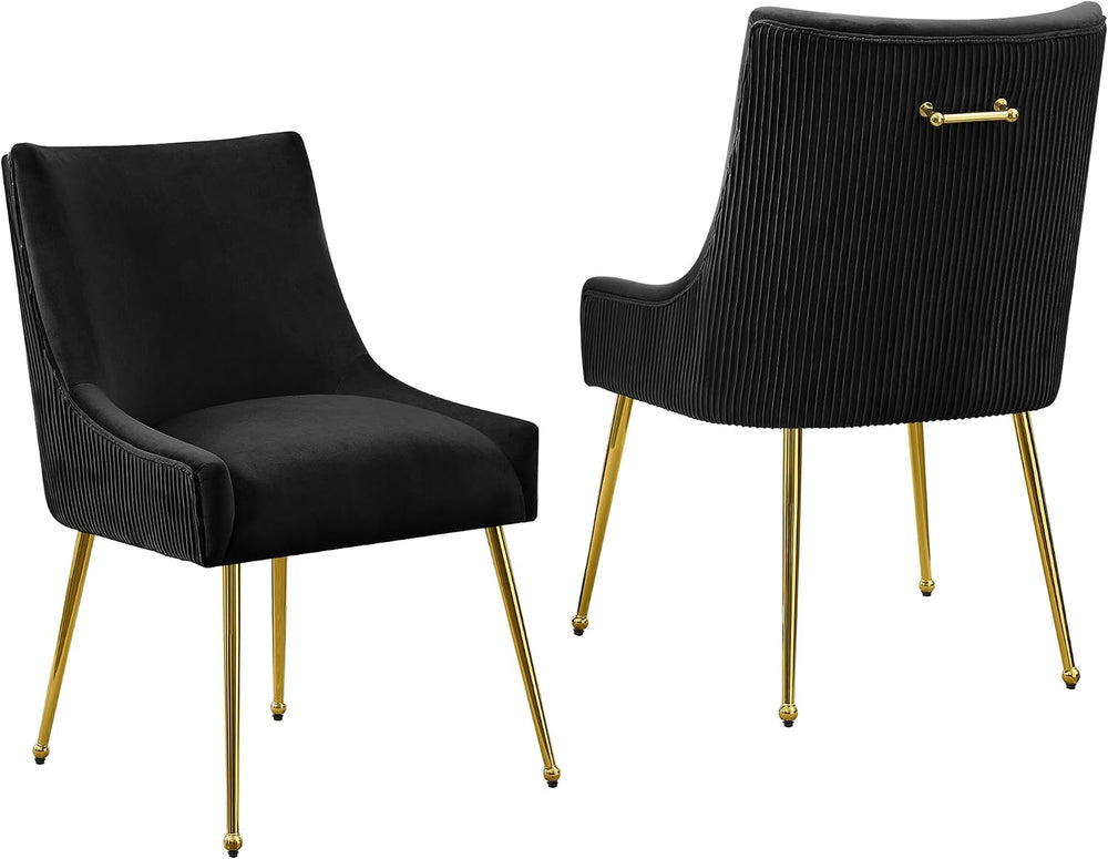 Velvet Dining Chairs Set of 2 Gold Legs,Upholstered Velvet Accent Chairs, Ple...