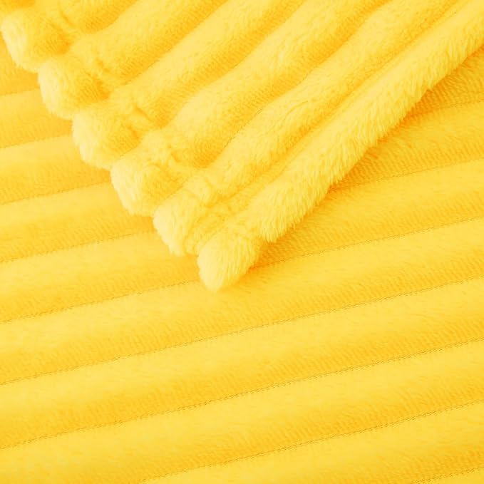 Bright Yellow Fleece Throw Blanket 90”×90” - Image 4
