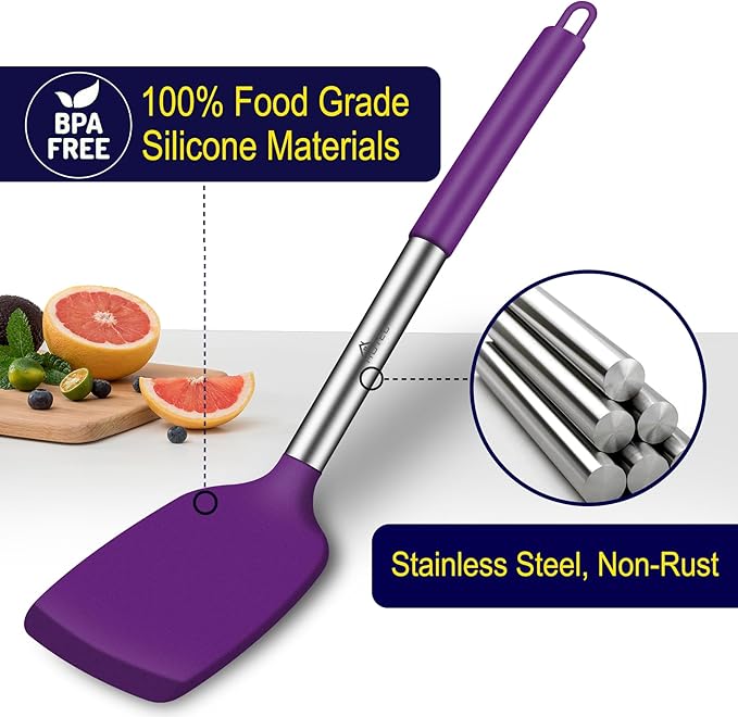 HOTEC Silicone Spatula Set of 2 Heat-Resistant 600°F & BPA-Free Kitchen - Image 4