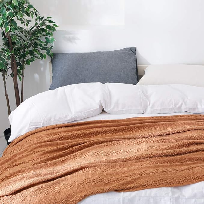 BOURINA Almond Throw Blanket 50x60 Inches Throw Textured Solid Soft Sofa Couch - Image 6