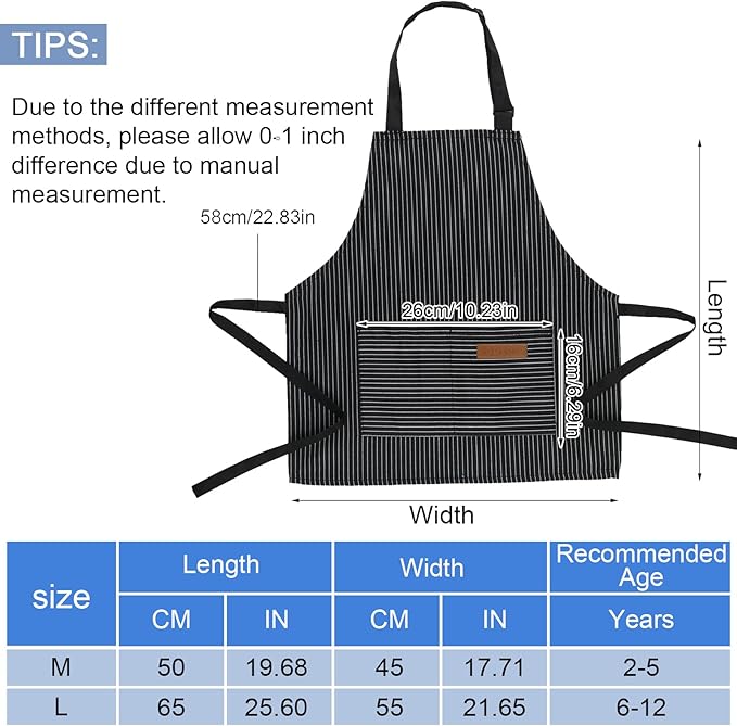 2 Pack Stripes Kids Apron, Kids Cooking Aprons - Image 2