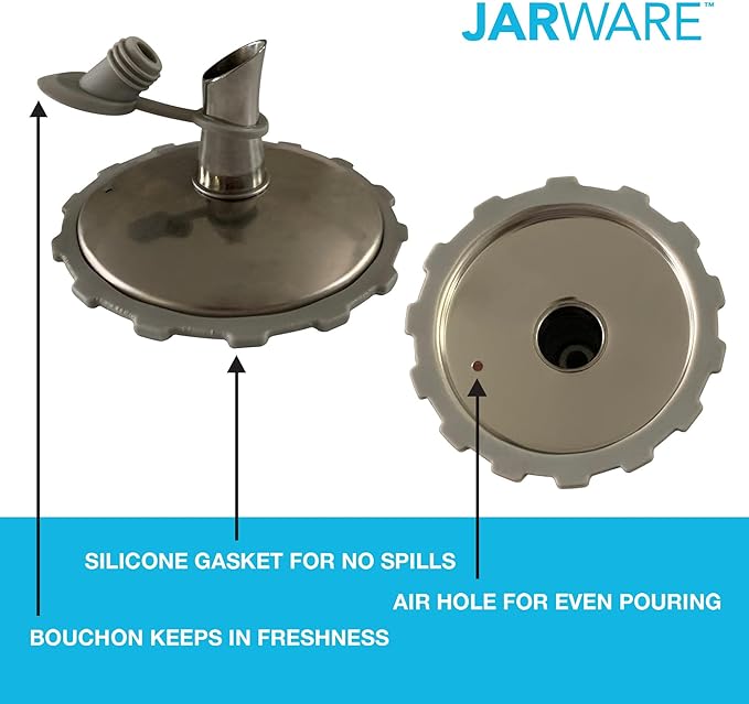 Jarware Stainless Steel Oil Cruet Lid, Regular Mouth Mason Jar Pour Spout Lid - Image 6