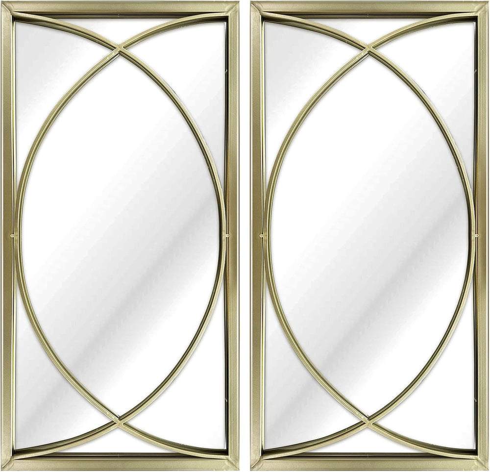 Gold Rectangle Wall Mirror with Metal Frame,Decorative Wall Mirror Set,Hangin...