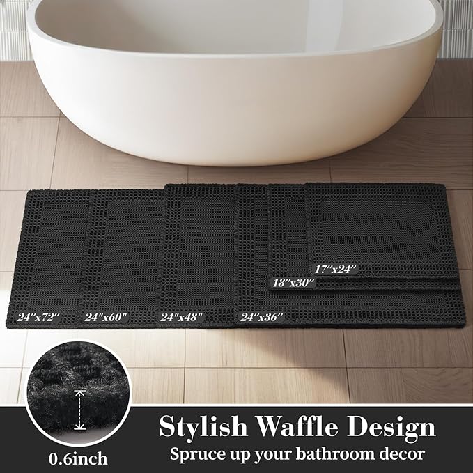 RESARE Waffle Bathroom Runner Rugs, Super Absorbent Bath Mat Non Slip Washable - Image 5