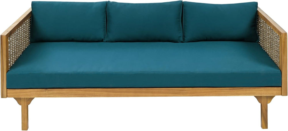 Merax 67.5" Outdoor Patio Daybed 3 Seater Sofa Bed,Acacia Wood Frame wit...