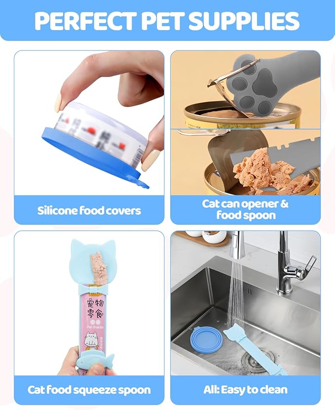 5 PCS Cat Food Can Covers Lids Set, Silicone Pet Food Can Lids - Image 7